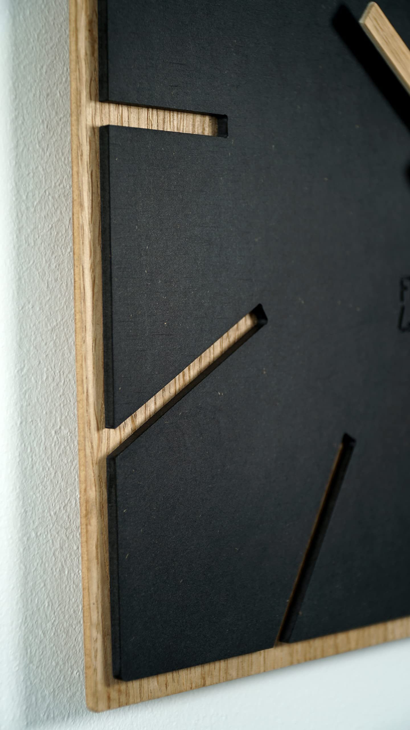 FLEXISTYLE Orologio da parete moderno quadrato in legno Exact ECO, silenzioso, soggiorno, camera da letto, prodotto in UE (nero, 40 cm)