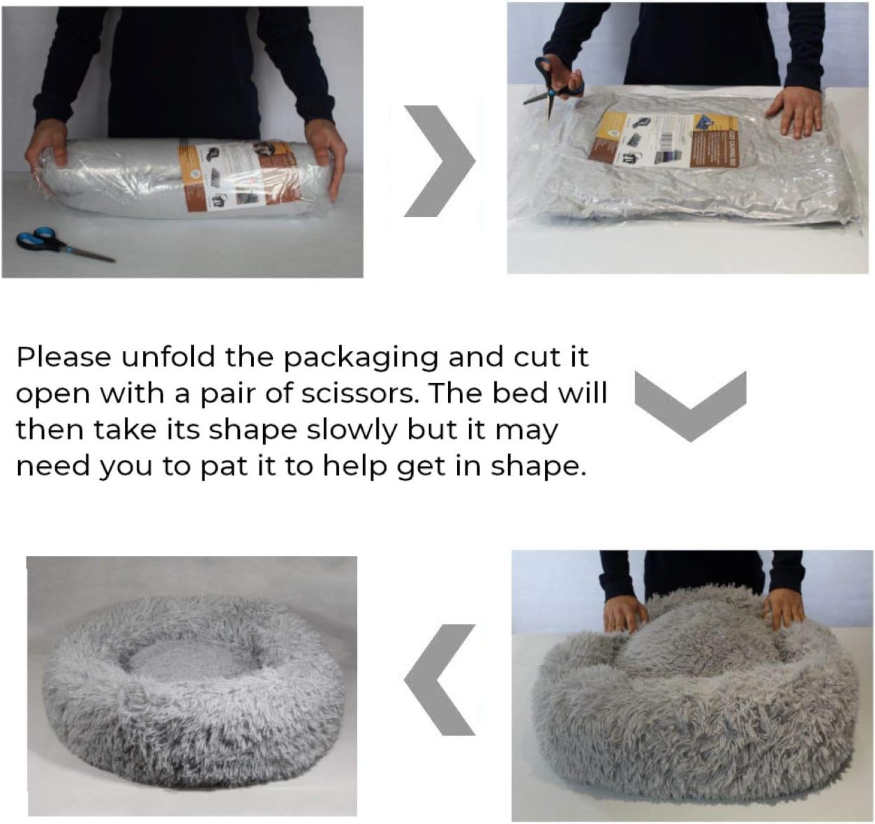 AKADO Dog Cat Bed Removable Cover Warm Soft Donut Pet Pillow Calming