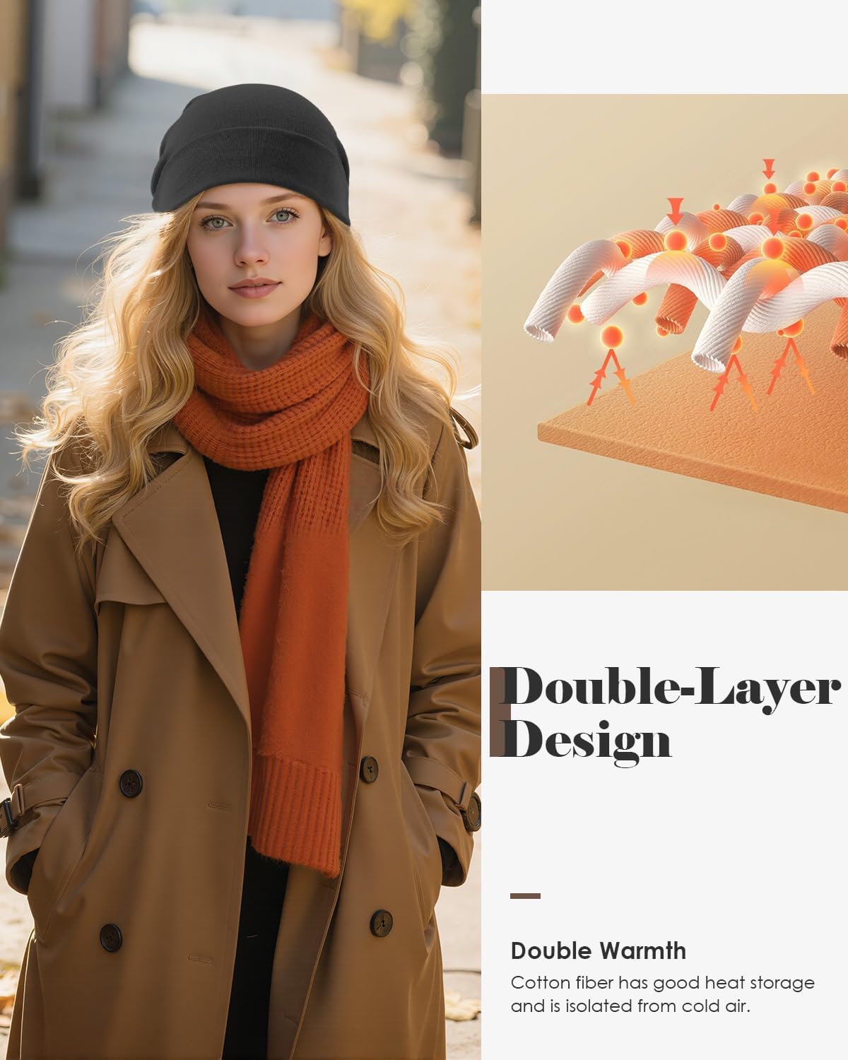 Century Star Cotton Slouchy Beanie Hat Stretch Hip-Hop Warm Skull Caps Unisex Baggy Lightweight Beanie for Women - Image 5