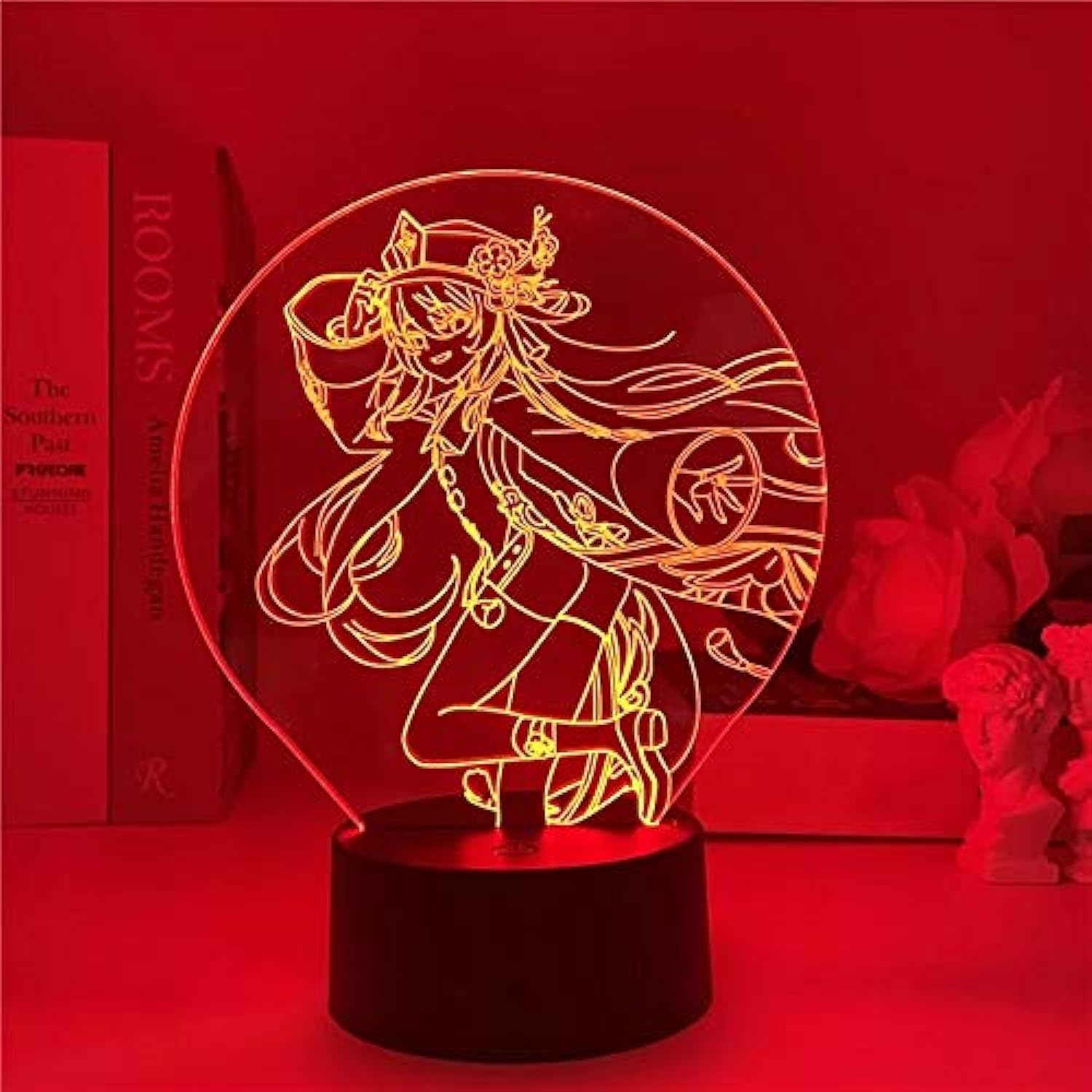 althiqahkey Anime Lamp Genshin Impact Game Figure HuTao 3D LED Night Lights Birthday Gaming Room Table Lamp Colorful Decoration-Touch Control