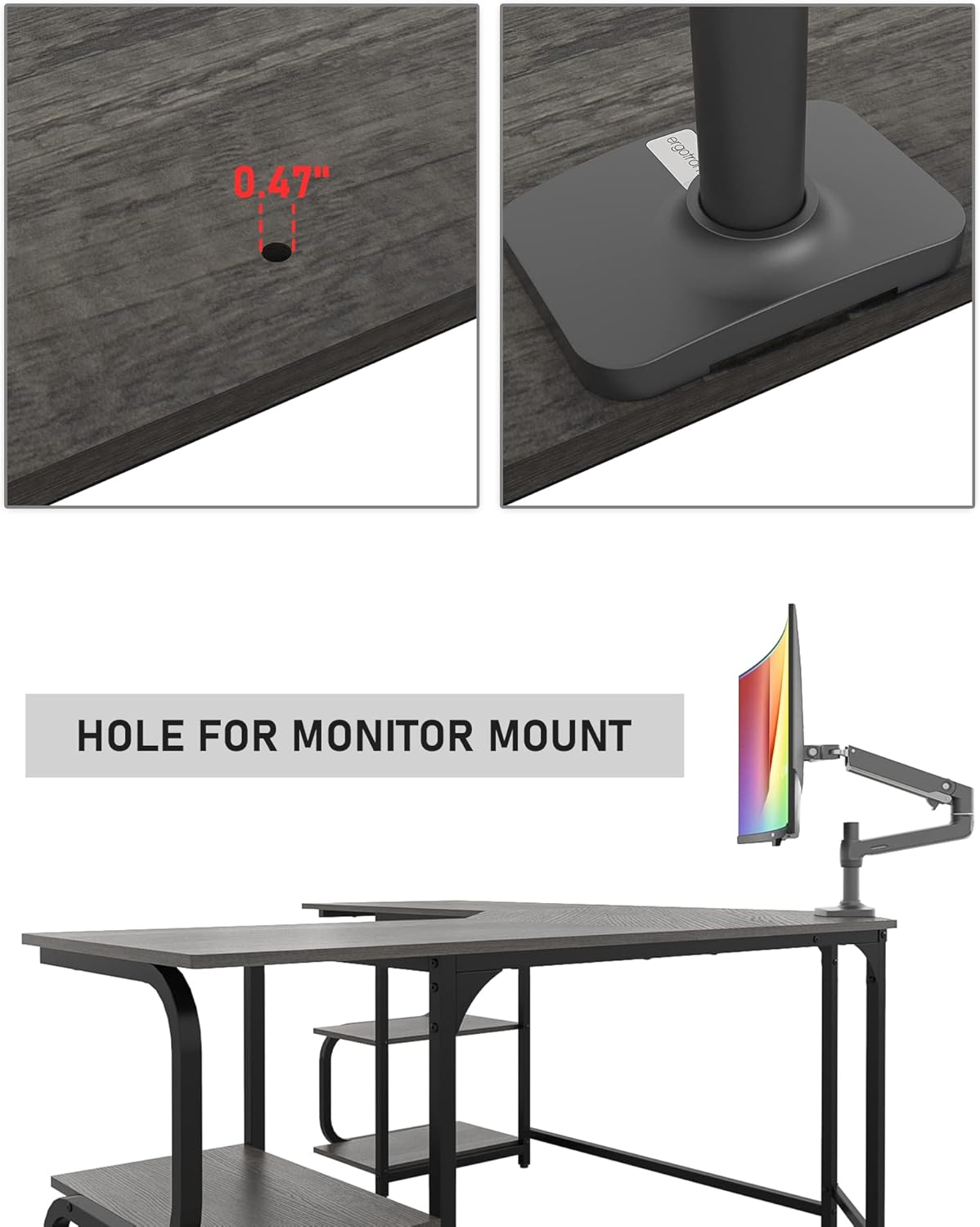 Modern L Shaped Desk with Shees, 64.84" Ging puter Desk for