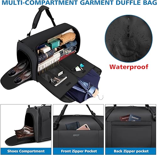 Miniatura 3 de Bolsas de ropa convertibles para viajes bolsa de lona para ropa de mano con correas de mochila para hombres y mujeres, 4 en 1, bolsas de viaje