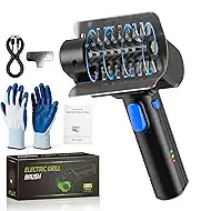 Electric Grill Brush with Dual Safety Lock - 2026 TikTok Ideal Gift for Men Dad Husband, Professional BBQ Cleaner with Submersible 304 SS Head, Splash-Proof Scrubber for Grill (Blue Button)