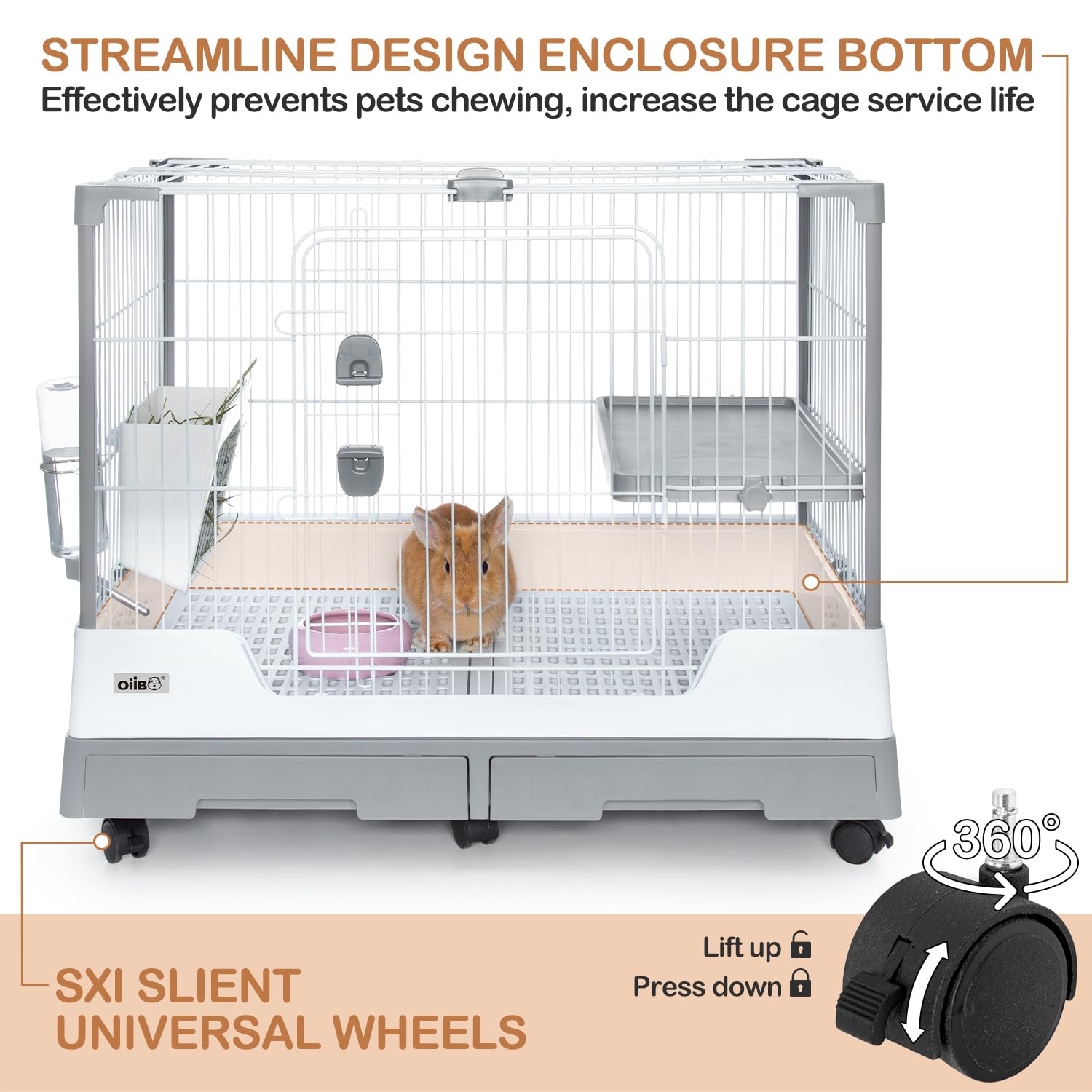 Amazon | OIIBO 小動物ケージ ウサギ用 32インチ x 26インチ x 21