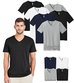 Next Level 3200 Mens V-Neck T-Shirts Multipack Unisex Premium Fitted Cotton Bulk Shirt Custom Color Set Remera para