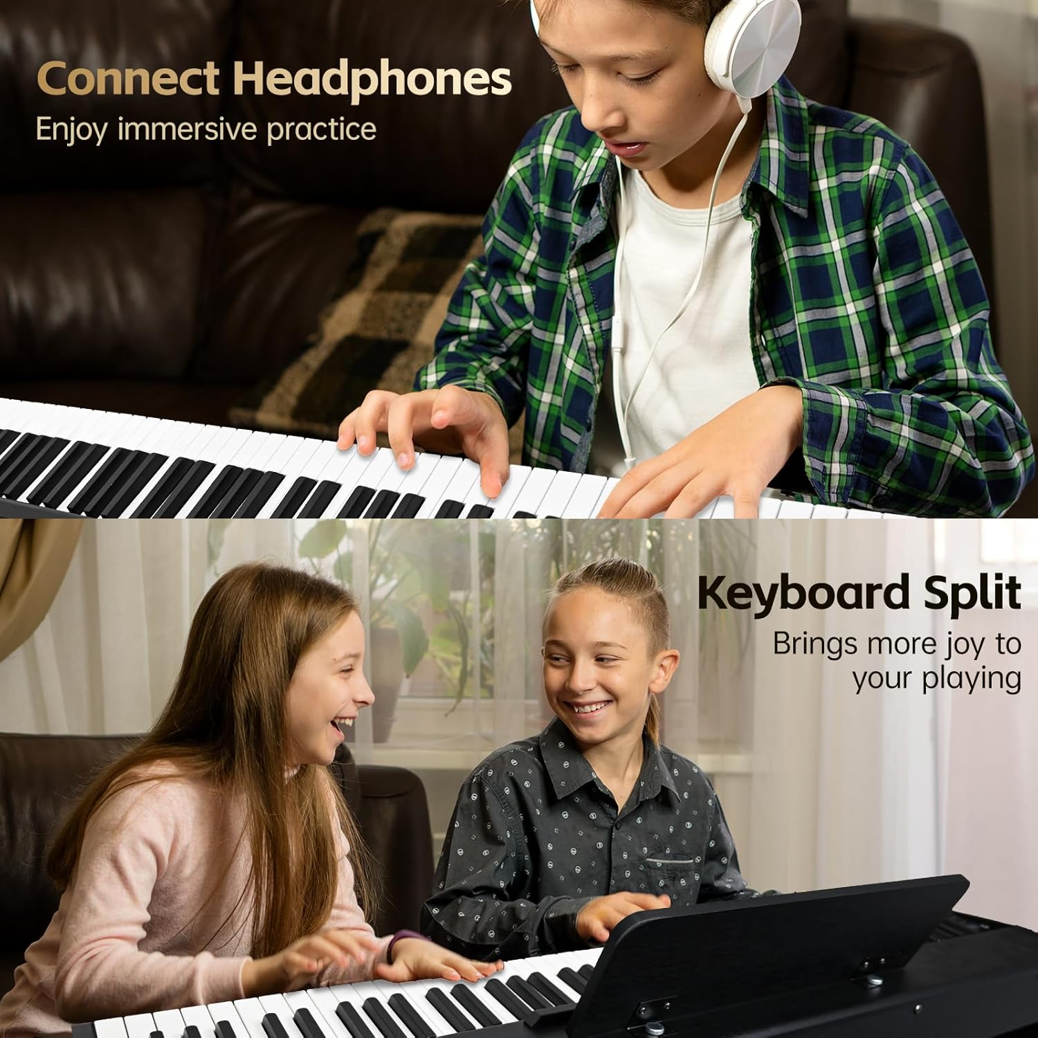 88 Key Weighted Digital Piano with Furniture Stand and Triple Pedal for All Levels, Hammer Action Electric Keyboard with USB-MIDI, Headphone Jack, BT and Free Online Lessons
