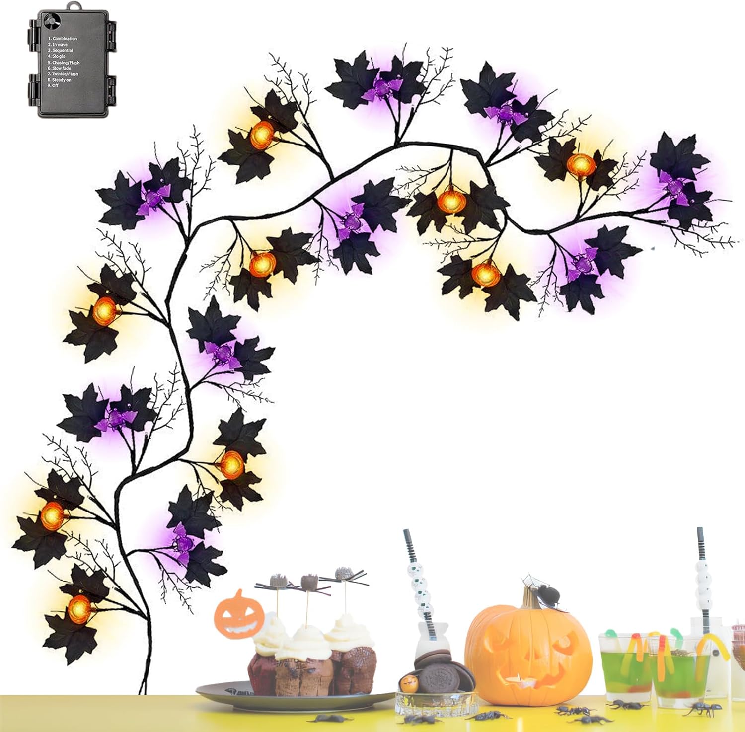 ハロウィン ライト 電池式 - LED 柳のつる 小枝 - 8モード 防水仕様 電池式 ガーランド飾り リビング ホーム ベランダ
