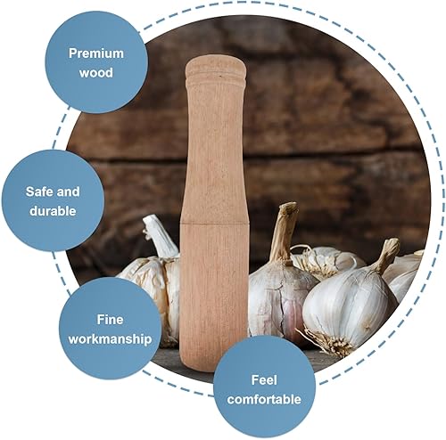 Miniatura 7 de DECHOUS Barman - Molinillo de mortero para picadora de ajo, cuenco de mortero, palo de medicina, molinillo de nogal, agitador de bebida de mano,