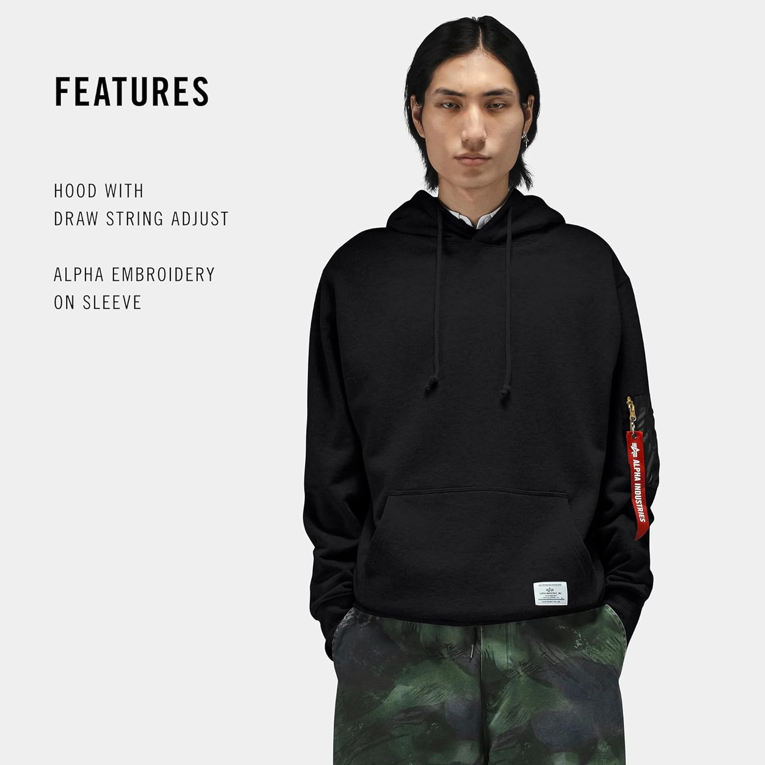 Alpha Industries Utility Pocket Hoodie Adjustable Hood Military-Inspired Hoodie Jacket for Everyday Wear Exercise Casual - Image 3