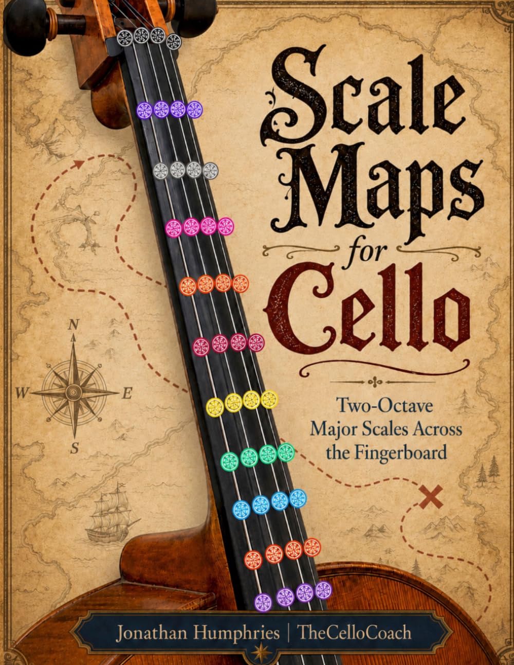 Scale Maps for Cello: Two Octave Major Scales Across the Fingerboard