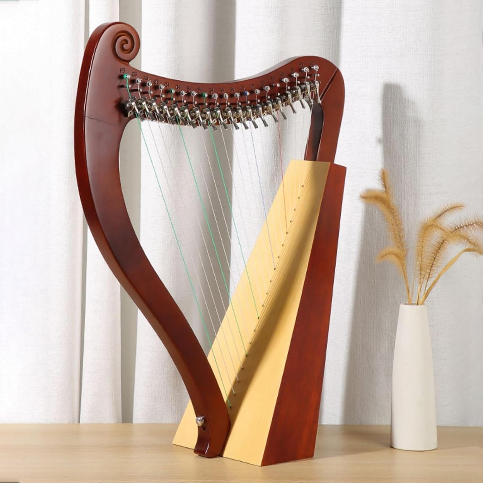 Arpa a lira a corda, in mogano, con chiave per accordatura e custodia, strumento musicale per principianti e amanti della musica
