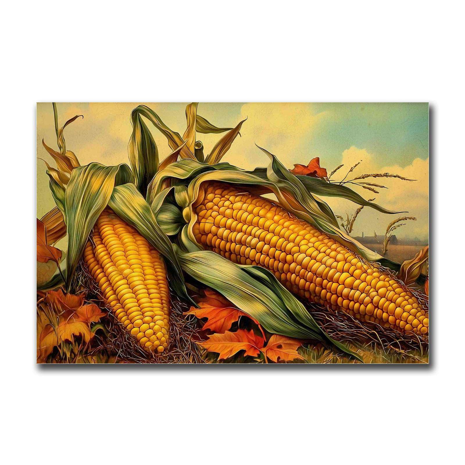 Amazon.com: HSHYXARTYX Poster Wall Art Picture Vintage Autumn Corn