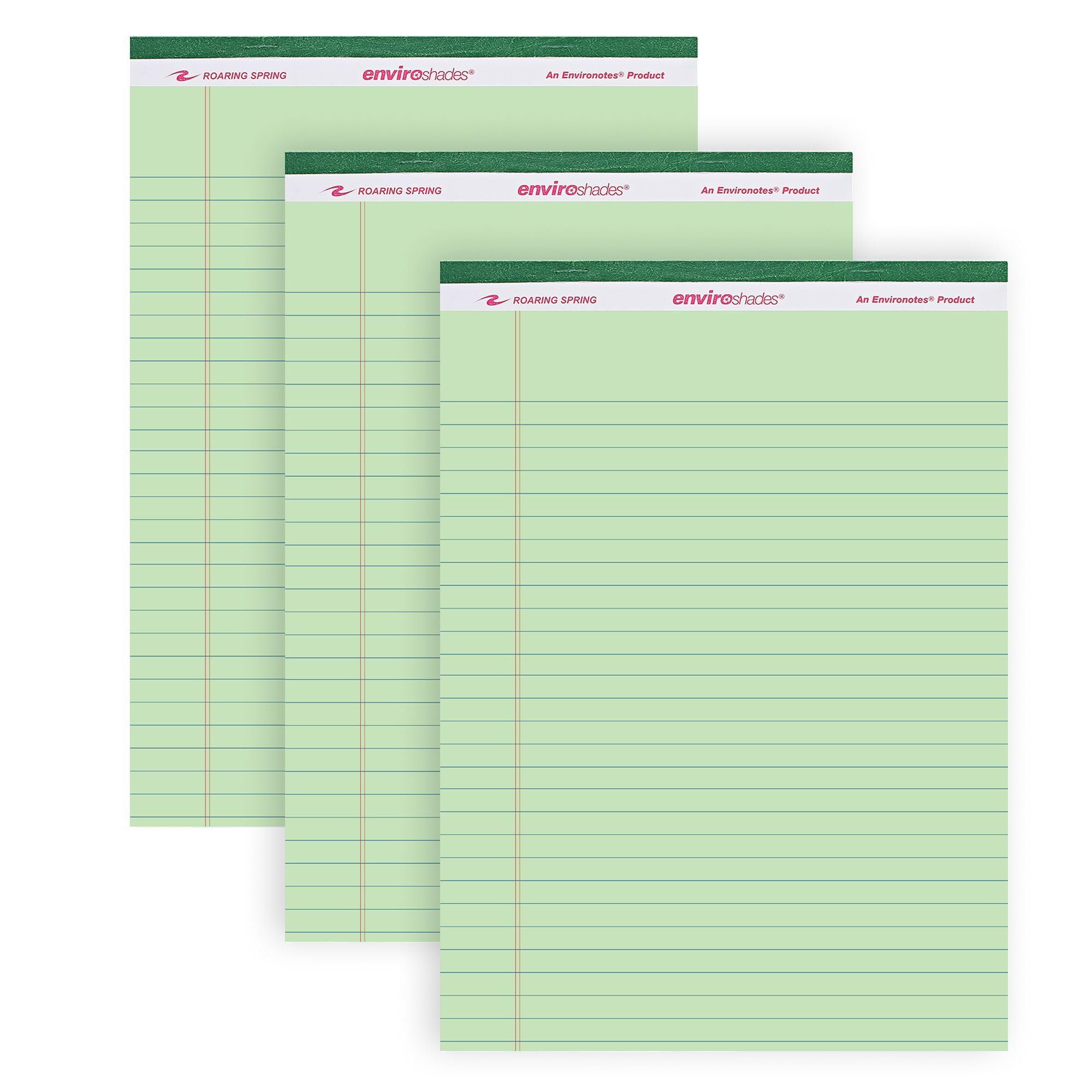 Roaring Spring Enviroshades Green Legal Pads 3 Pack Legal Ruled Recycled Colored Writing Note Pads 8 5 x