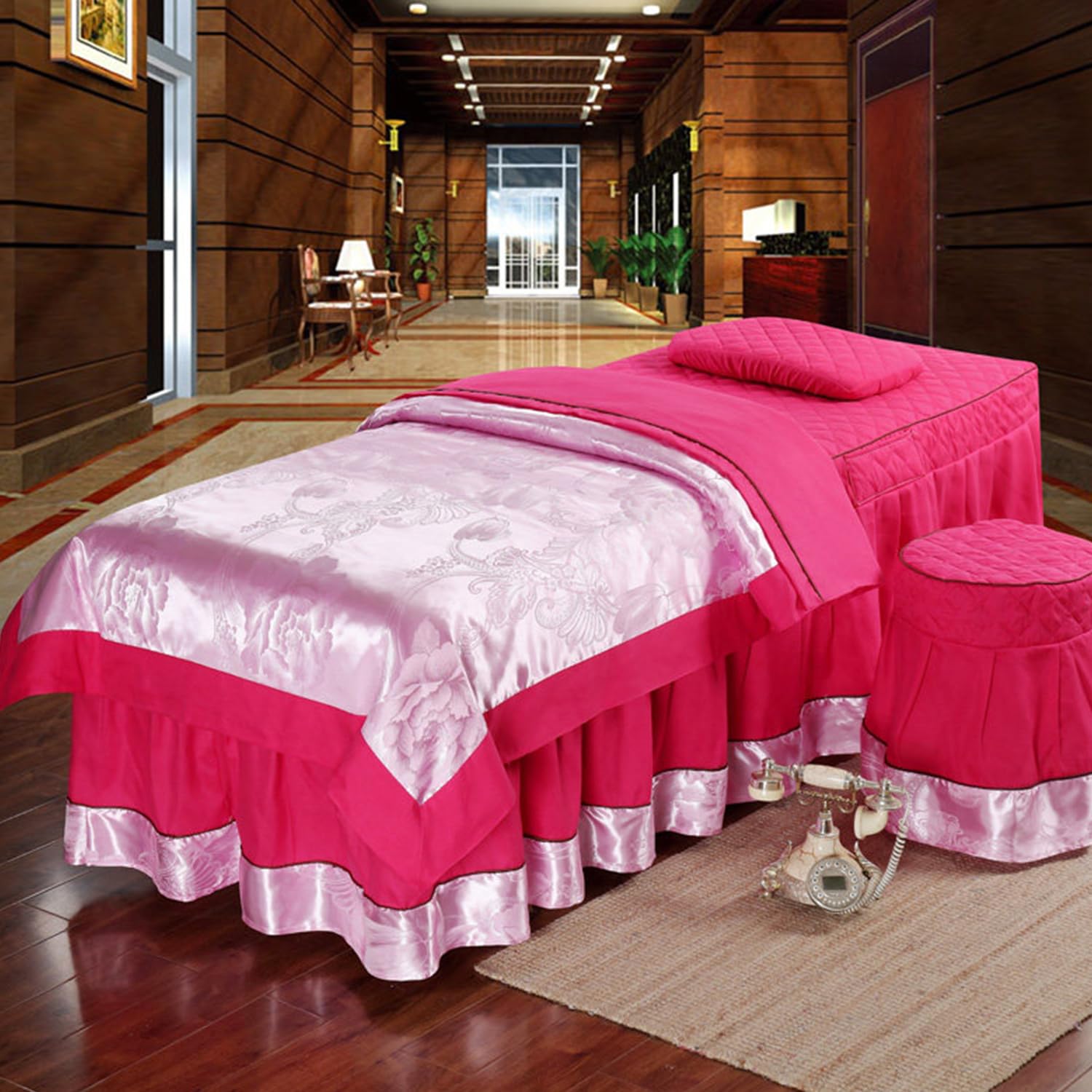 4 Pièces Jupe De Lit De Table De Massage Avec Trou Couverture De Lit Spa