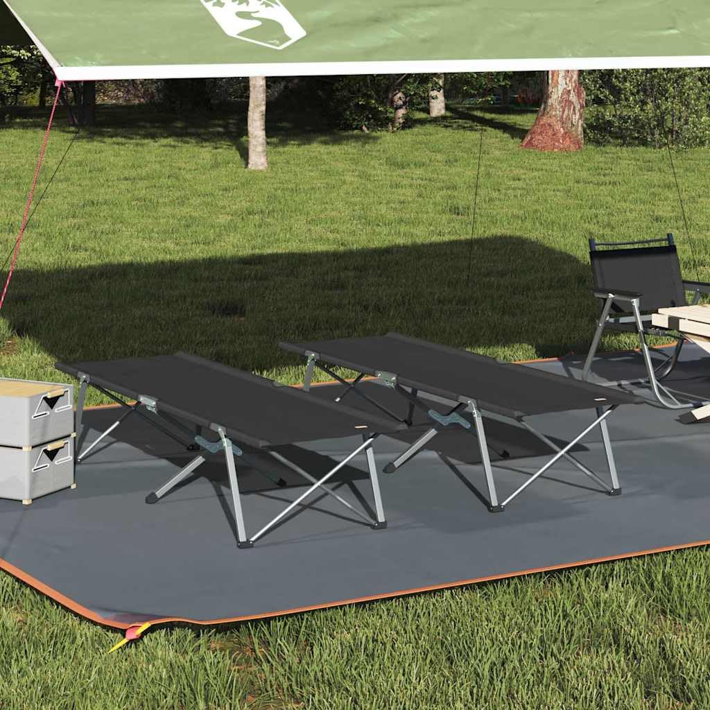 Generisch Klapp Schlafbett fürs Camping 2 pcs Schwarz Oxford und Stahl,Sportartikel,Outdoor-Aktivitäten,Camping Wandern,Camping-Möbel,Feldbetten-42003123