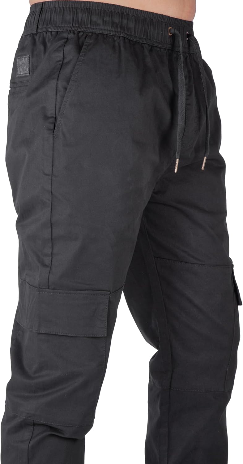 ITALYMORN Khaki Cargo Joggers for Men Elastic Ankle and Waist Casual Chino Hiking Pants Summer - Image 3