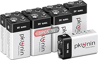 9V Batteries Alkaline 9 Volt Battery for Smoke Detector 8 Pack, Long-Lasting Square 6LR61 Fire Alarm Batteries, 10-Year Shelf Life