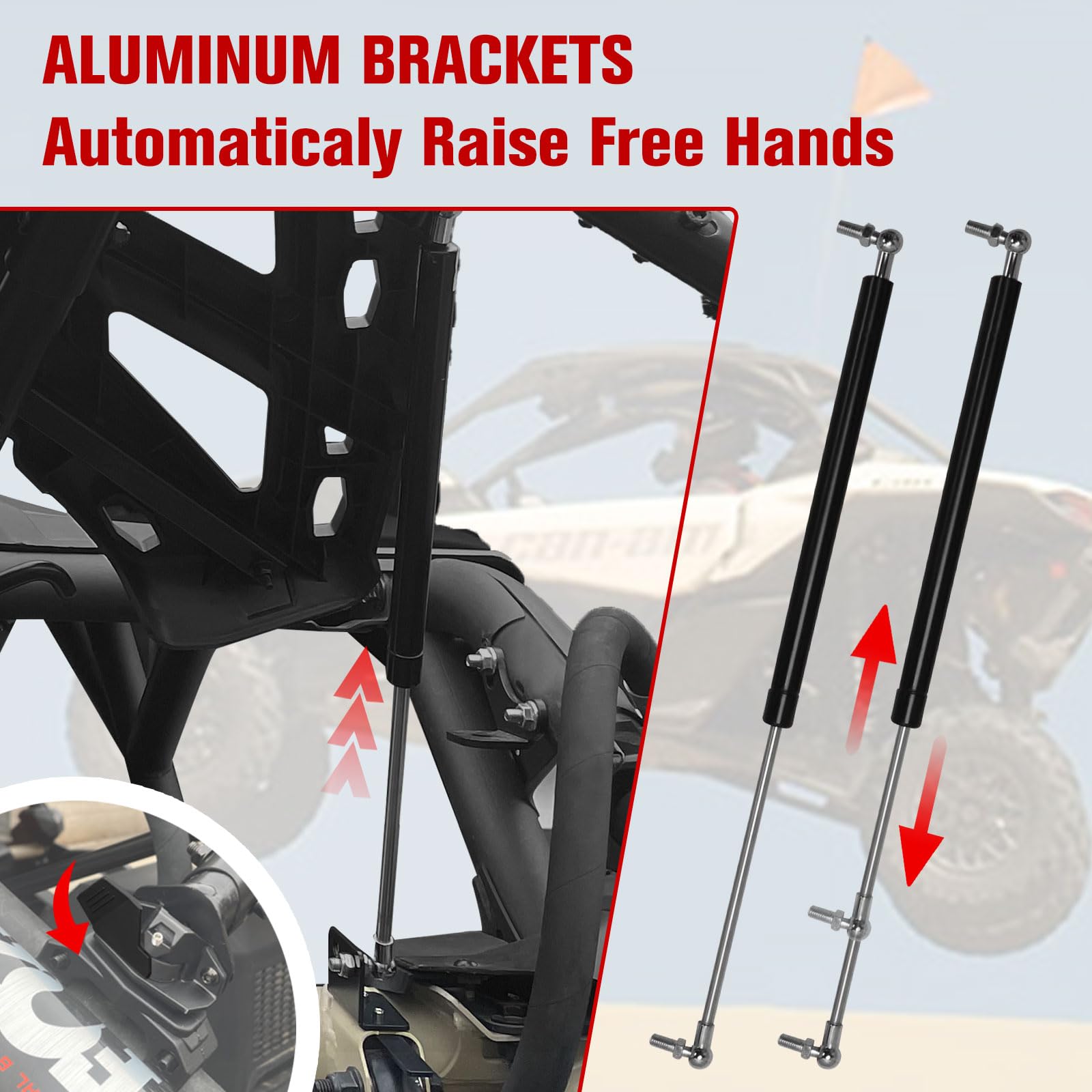 CUSAUTV LinQ Pivoting Rear Rack Kit With Gas Strut Compatible With Can Am Maverick