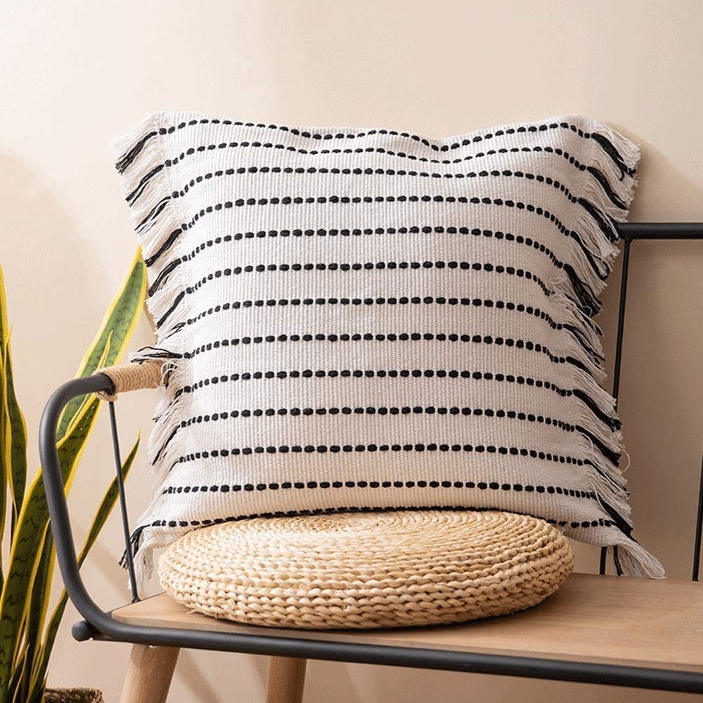 MOCOFO - Federa per cuscino in stile nordico minimalista con stampa in filo di cotone intrecciato, cuscino per la vita auto, cuscino per divano e