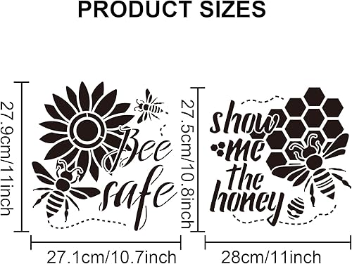 Miniatura 2 de MAYJOYDIY 2 plantillas de ramas de pájaros, plantillas de ramas de árbol, plantillas de 11.8 x 11.8 pulgadas con pincel de pintura, plantilla de