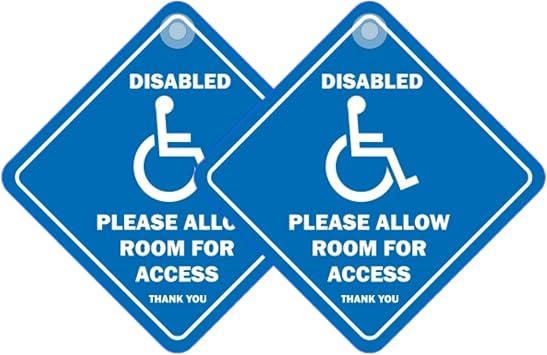 Tek Automotive Please Allow Room for Access Thank You Disabled Car Stickers   Twin Pack, 5.5  x 5.5  with Suction Cup   Disability Aids for Vehicle Access & Safety