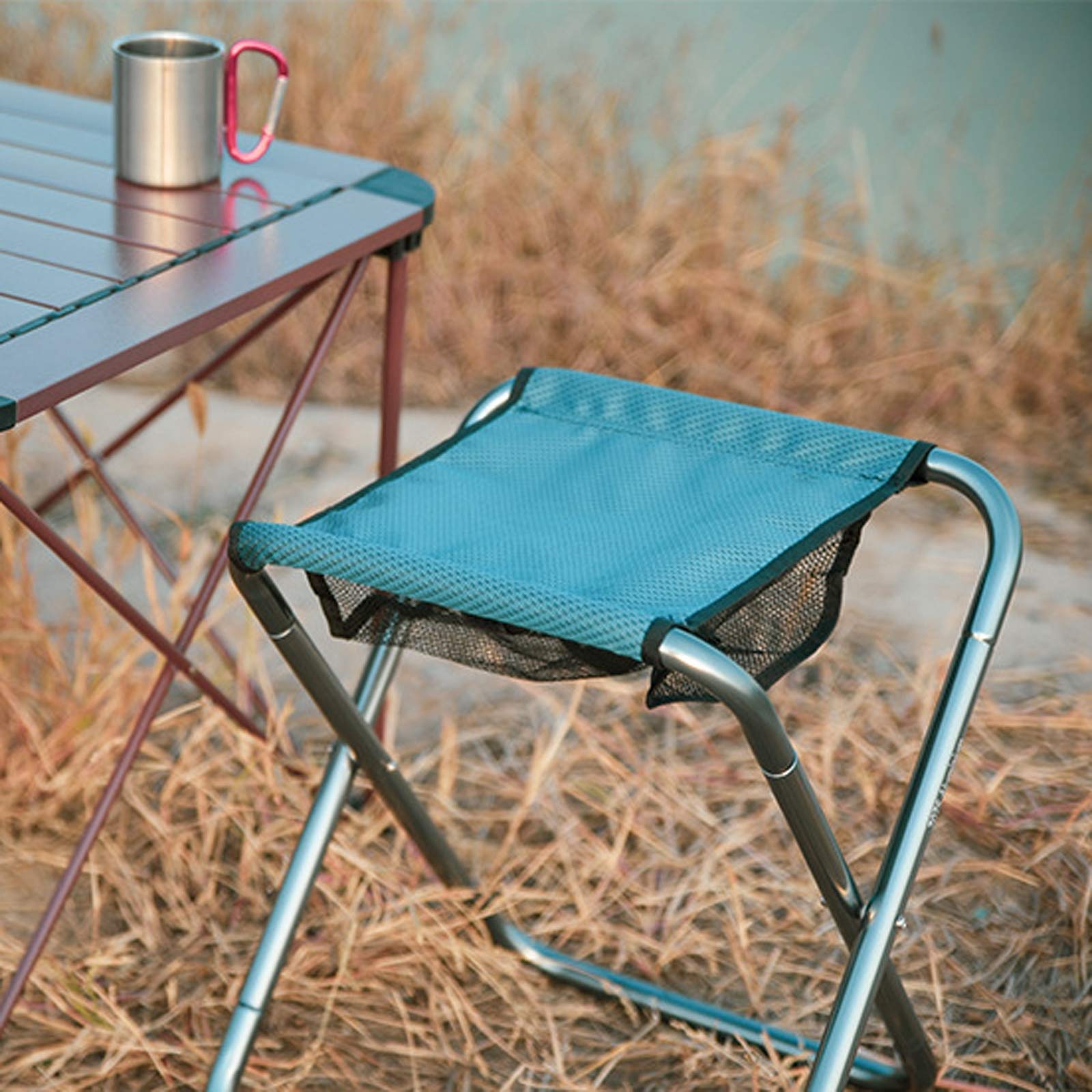 Taburete Plegable portátil para Acampar, Taburete de Picnic, con Bolsa, Aluminio Ultraligero y Compacto, para jardín/Playa/Pesca/Senderismo/Camping