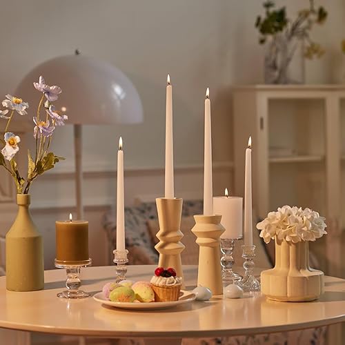 Miniatura 4 de Velas cónicas largas de 10 pulgadas sin aroma y sin goteo de 30 unidades, paquete a granel - Velas cónicas blancas a granel, perfectas para bodas