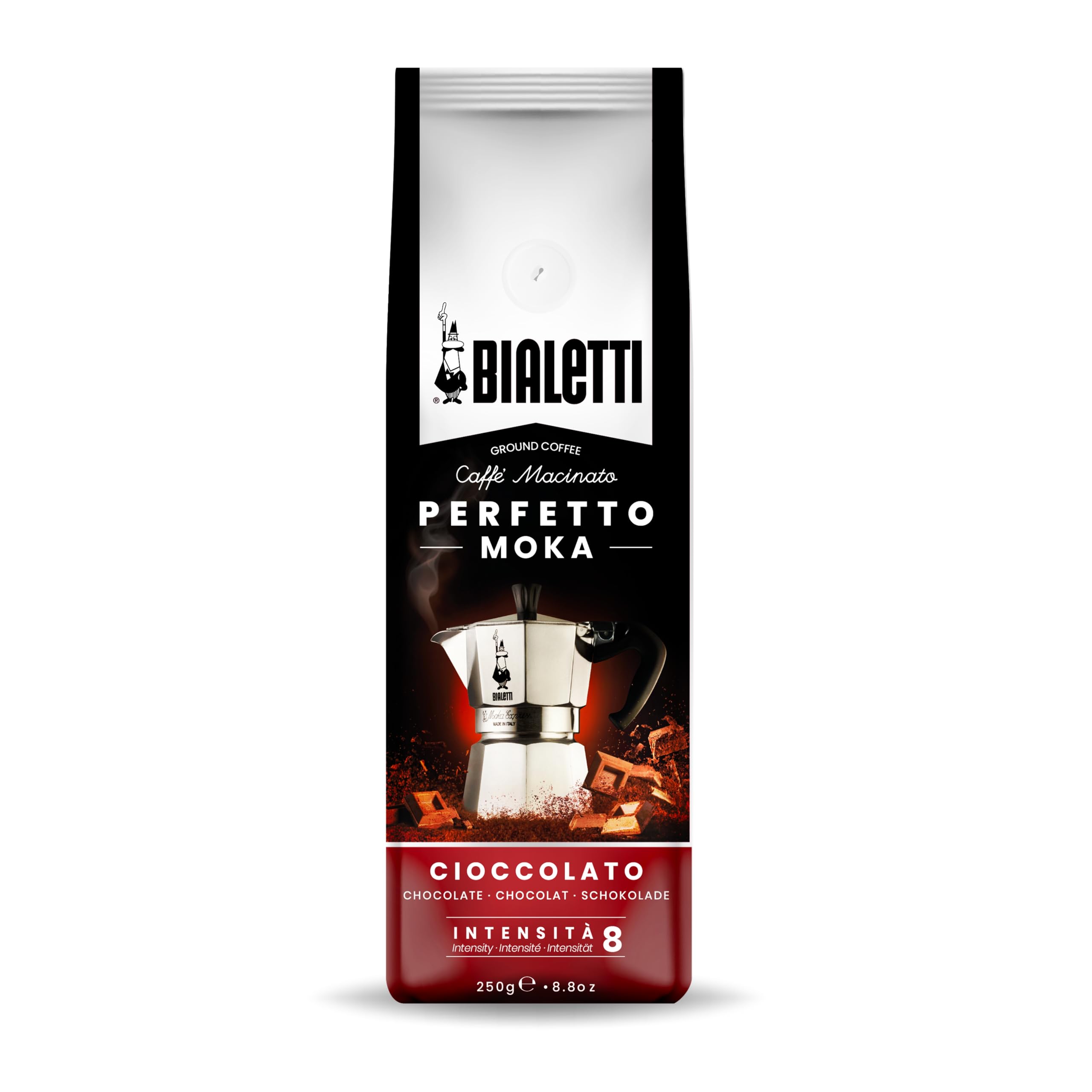 Bialetti Perfetto Mocha Chocolate (Powder / Fine Grind / 8.8 oz (250 g)) Italian Coffee, Espresso, Coffee Beans