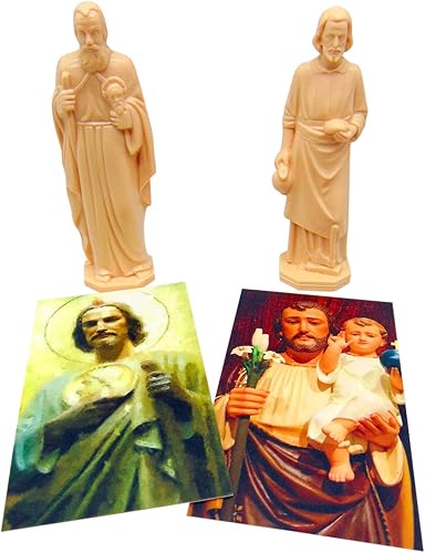Westmon Works Mini estatuas de San José y San Judas con tarjetas de oración Patronos de hogares felices y causas perdidas sin esperanza