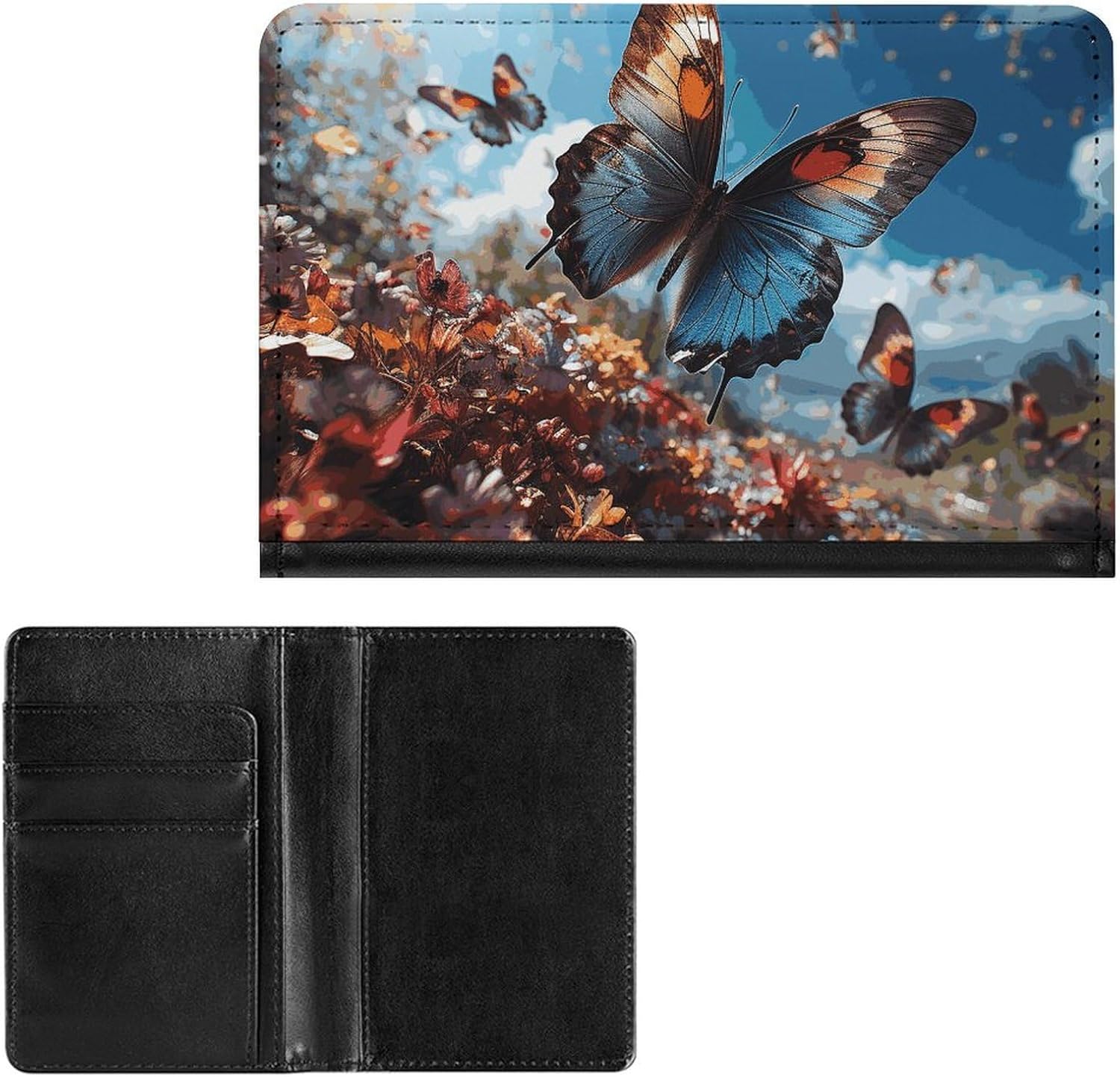 Passport Holder Travel Accessories Colorful Butterflies Flying in The Waterproof Passport Travel Wallet with Card Slots for Women Men