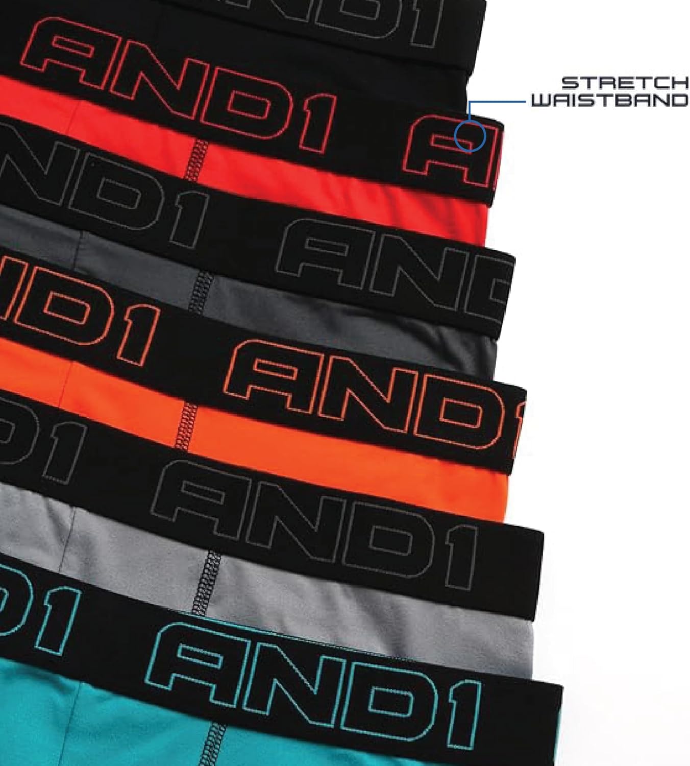 AND1 Mens Boxer Briefs - 6 Pack Sport Soft Performance Compression Underwear Boxers for Men with Contour Pouch, 6" Inseam - Image 5
