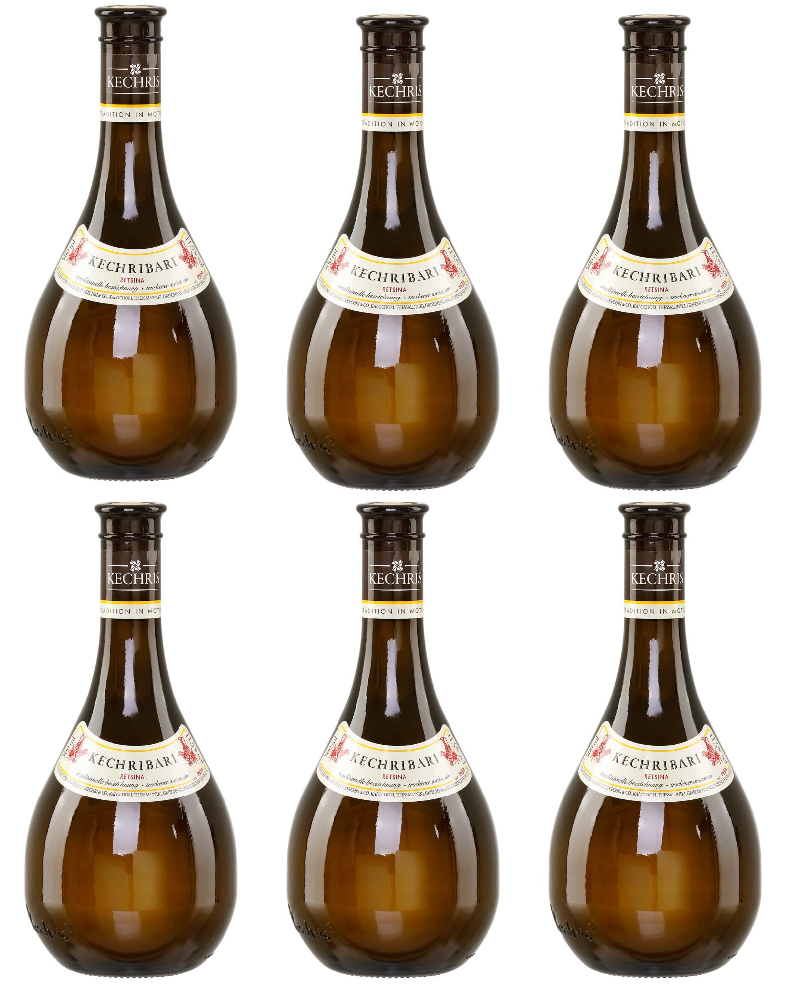 Kechribari Retsina 6x 0,5l Kechri | Geharzter Weißwein aus Griechenland | Milder Retsina | 11,5% Vol. | + 20ml Jassas Olivenöl