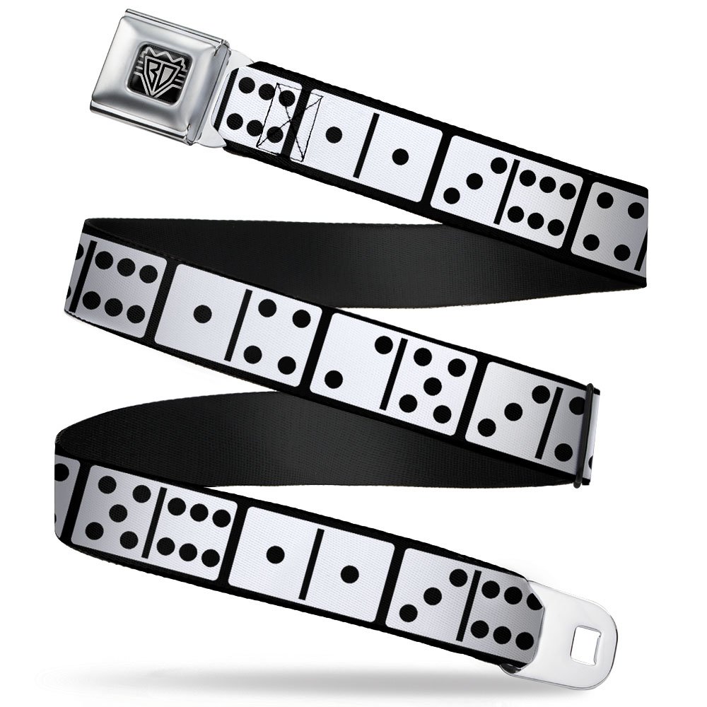 Buckle Down Seatbelt Belt - Dominoes Black/White/Black - 1.5" Wide - 32-52 Inches in Length