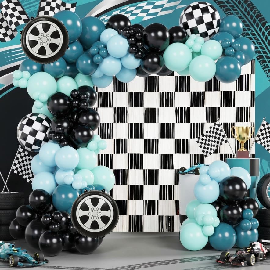Guirlande de ballons voiture de course pour déco anniversaire enfant