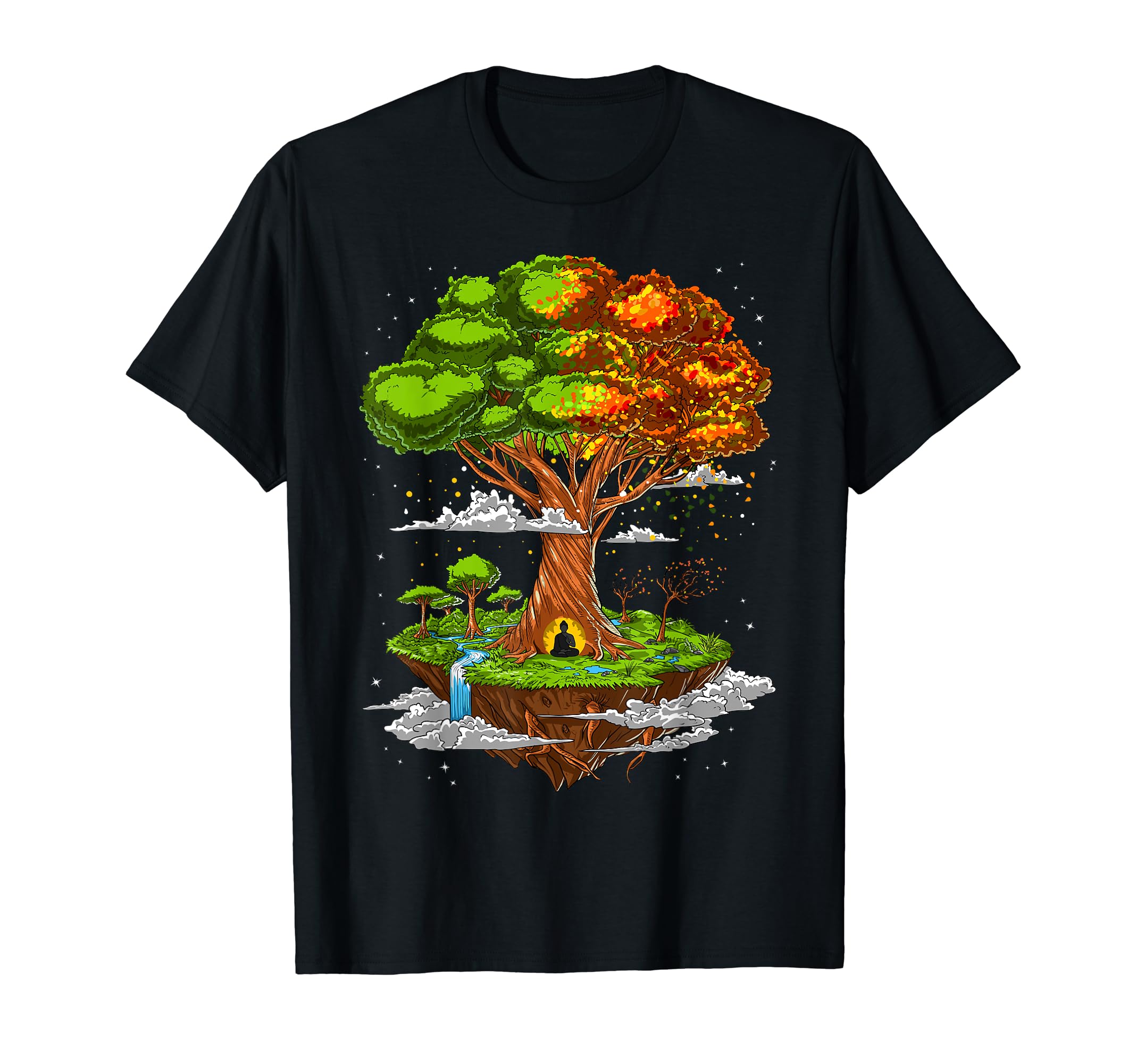 Green Fantasy ClothingBuddha Tree Of Life Zen Yoga Meditation Spiritual Buddhist T-Shirt