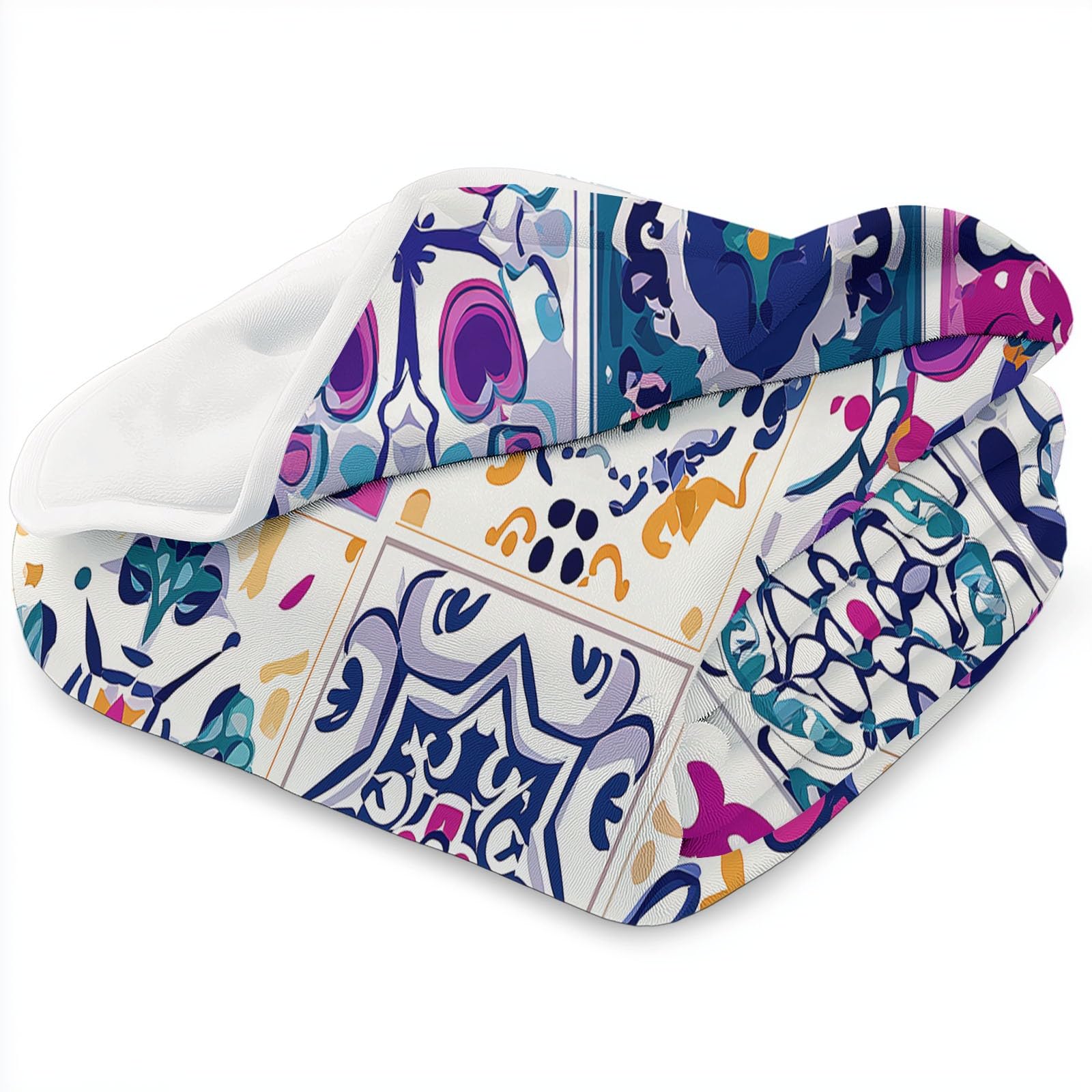 Manta con Estampado Elegante Vintage Artístico Geométrico, Manta Rosa Suave y Cómoda de Franela - Adecuada para Sofá Cama Camping y Viajes 220 x 240 cm
