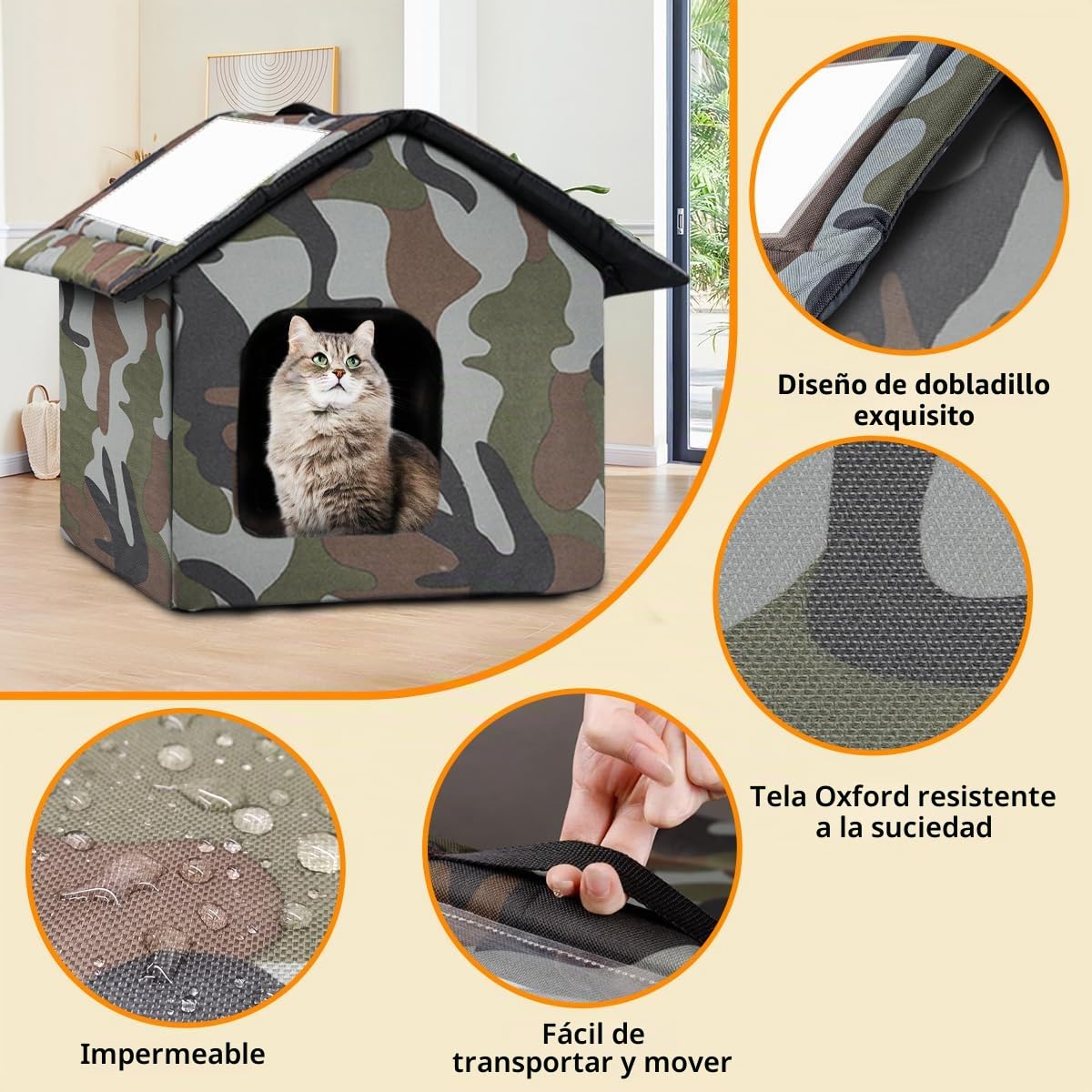 Casa para Gatos, Cama Gato Cueva Resistente Al Calor y Al Frío, Fácil de Limpiar, Casa para Gatos Exterior para Gatos y Perros Callejeros 35 X 36 X 39cm
