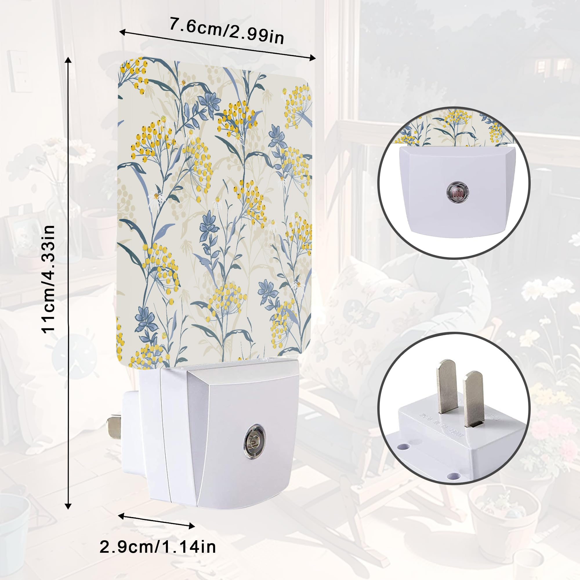 Vintage Flower Beige Night Light Night Lights Plug into Wall with Dusk to Dawn Sensor Lamp for Bedroom — view 2