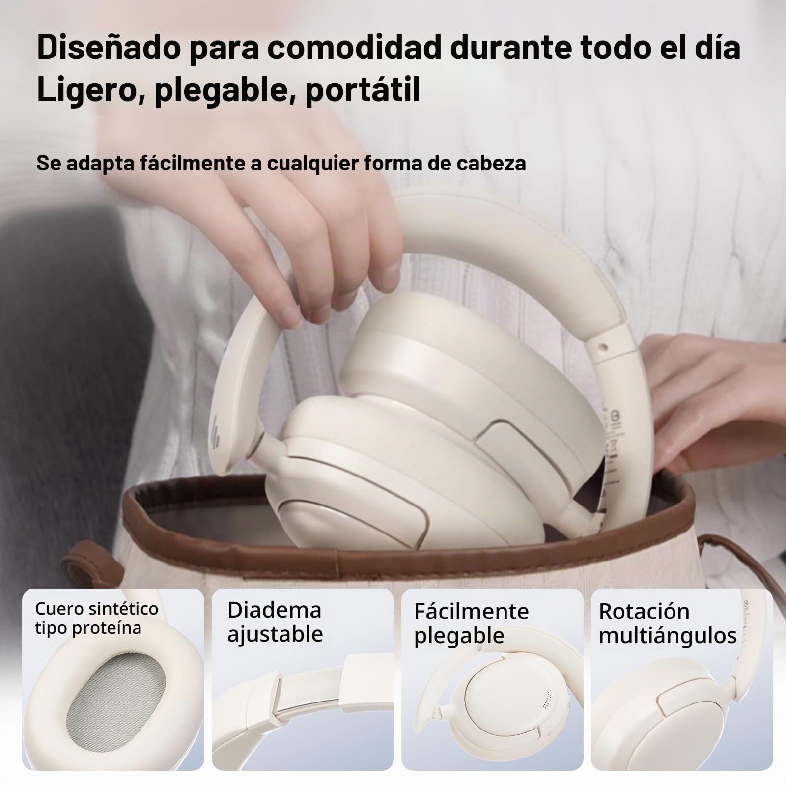 Edifier V80 Auriculares Bluetooth Inalámbricos, Cancelación Activa de Ruido Híbrida 44dB, Bluetooth 5.4, 45 Horas de Autonomía, Carga Rápida, Conexión Multipunto, EQ Personalizado vía App - Blushell