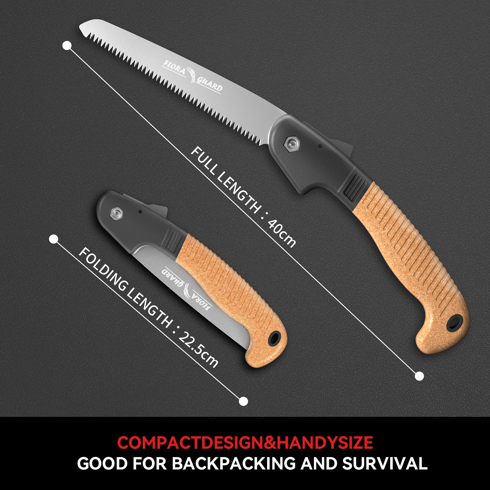 FLORA GUARD Folding Hand Saw, 7 Inch Premium Pruning Saw, Quality SK-5 Steel, for Bushcraft Camping, Wood, Tree Pruning - Image 2