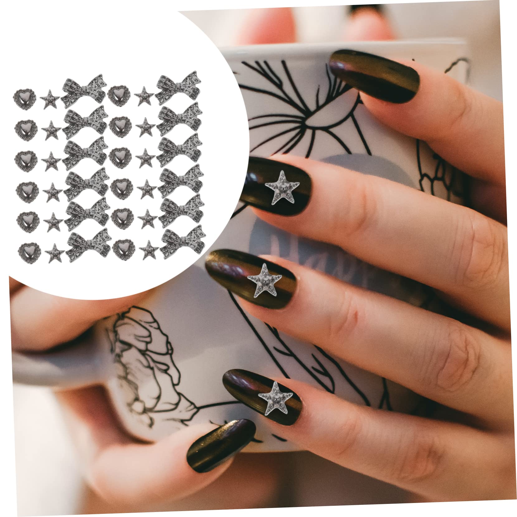 VALICLUD 5 Set Accessori Per Unghie Manicure Unghia Kit Unghie Fabbricazione Disegno Delle Unghie Dito Decorazione Delle Unghie Forniture Per Unghie Lega Silver 30 Pezzi * 5