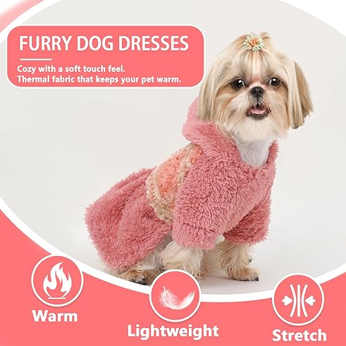 Miniatura 2 de Vestido de vellón para perro, vestidos cálidos de invierno para perros pequeños, suave y elástico para mascotas, ropa para cachorros, ropa de gatos