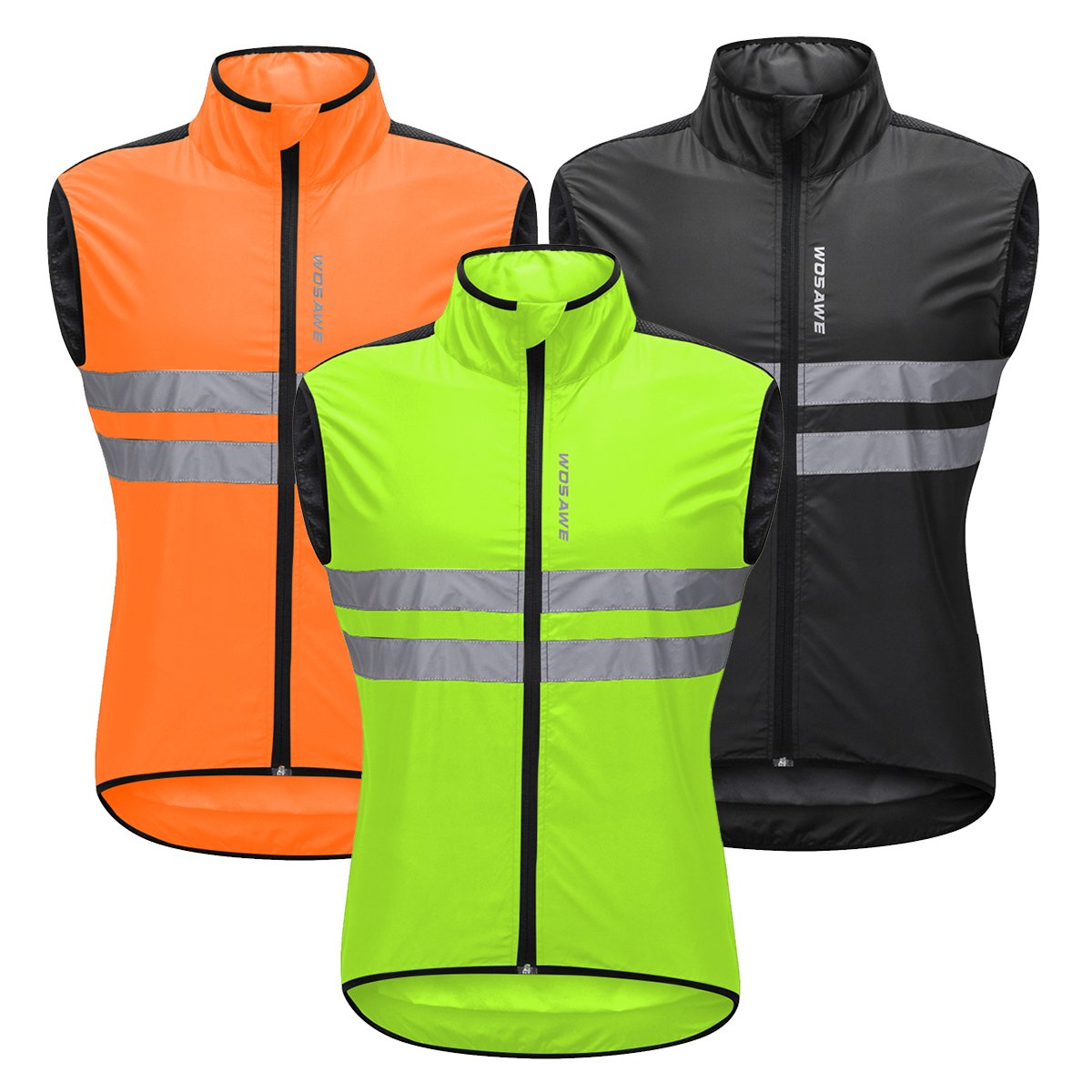 WOSAWE Men's High Visibility Cycling Wind Jacket Water Resistance Reflective Windbreaker