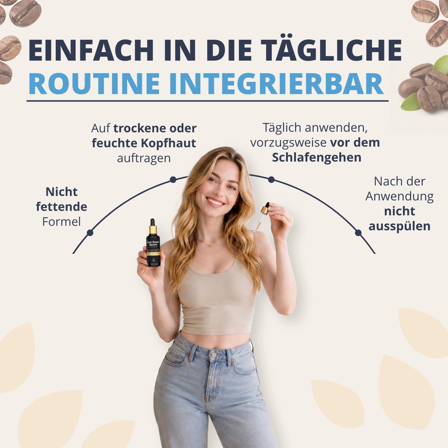 Golden Tree Hair Boost Serum – Haarserum, 50 ml | Koffein, Niacinamid, Saccharide Isomerate, Biochanin A & Rotklee-Extrakt, Haarwachstum Serum, Für dünner werdendes Haar