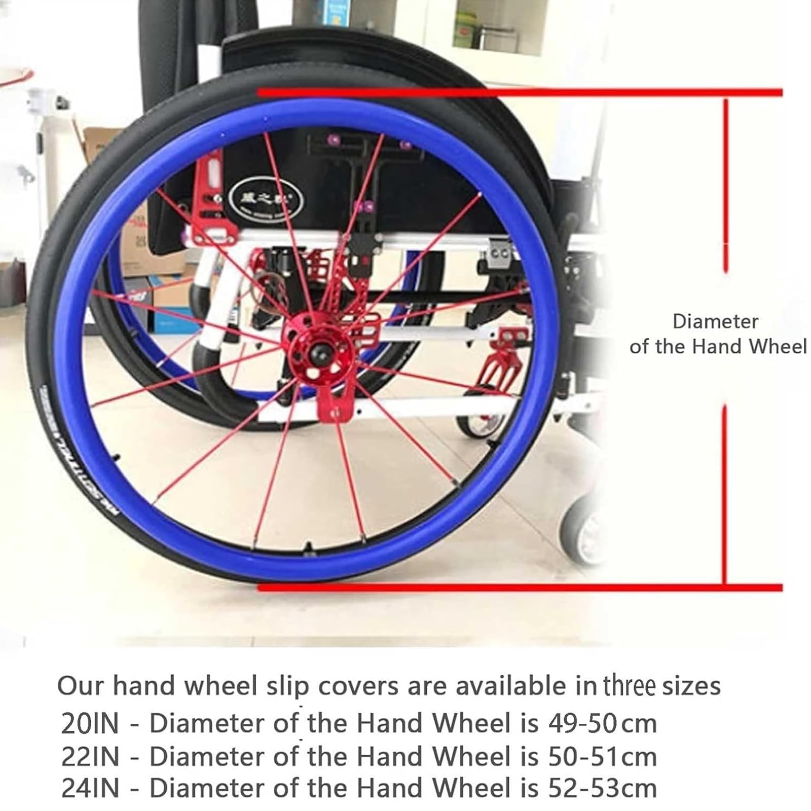 1 paio di coperture per bordo di spinta per sedie a rotelle, 50/56/61 cm, in silicone antiscivolo, resistenti all'usura, 55,9 cm