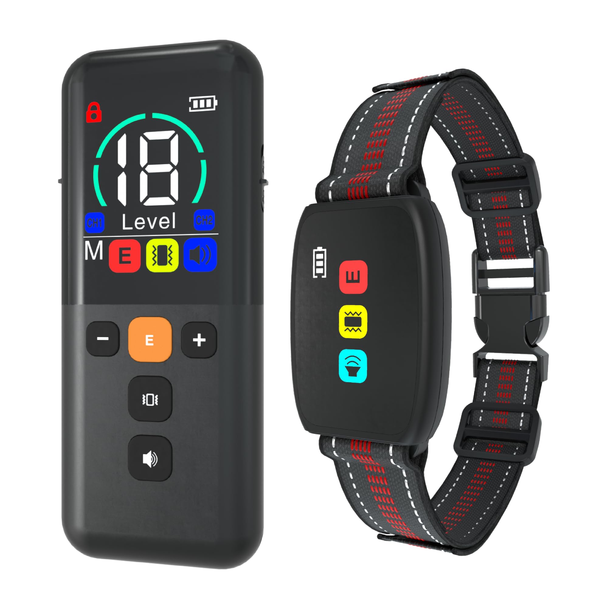 Meloive Collier de Dressage pour Chien, Portée 3500 Mètres, 3 Modes Vibration/Choc/Son, Rechargeable