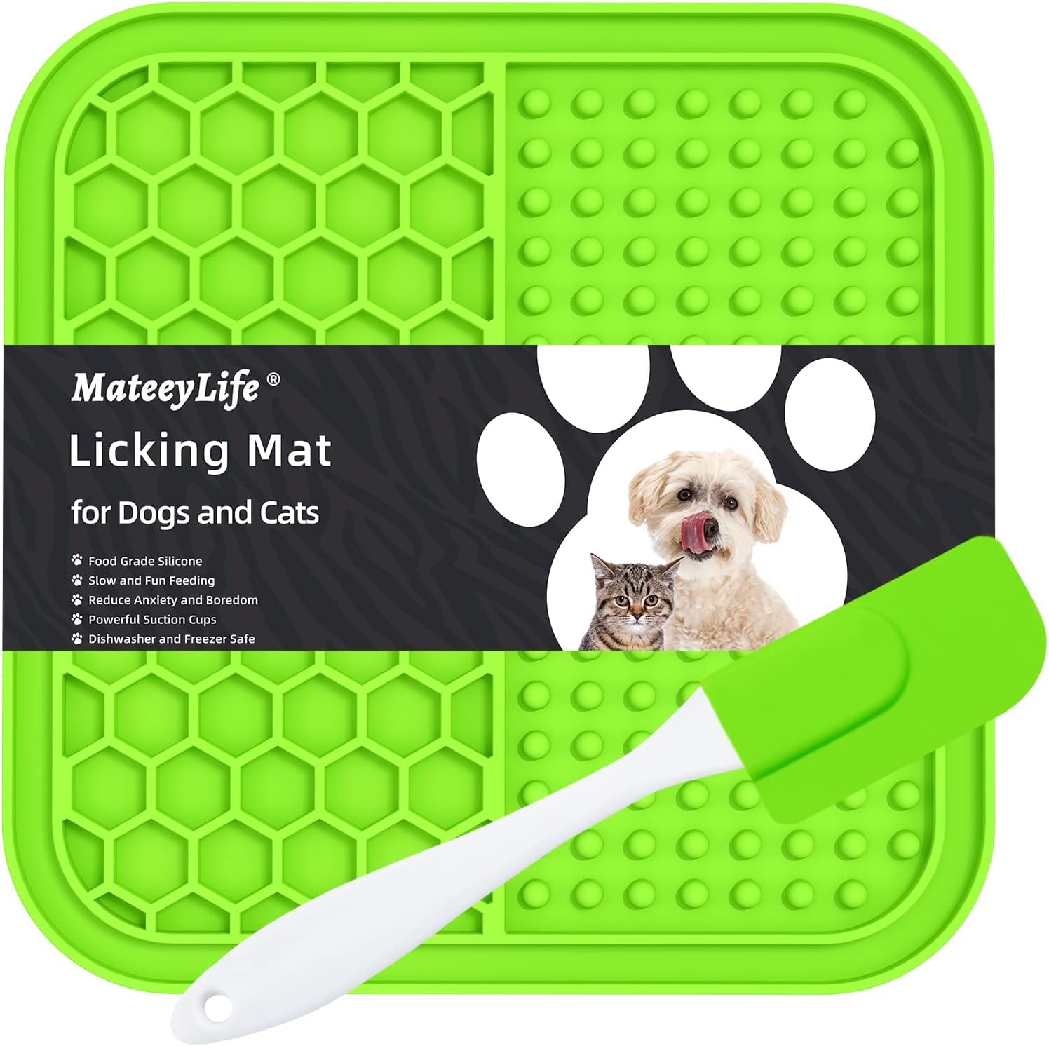 MateeyLife Licking Mats for Dogs & Cats, Lick with Suction Cups Dog Anxiety Relief, Cat Peanut Butter Pad, Enrichment Toys Boredom…