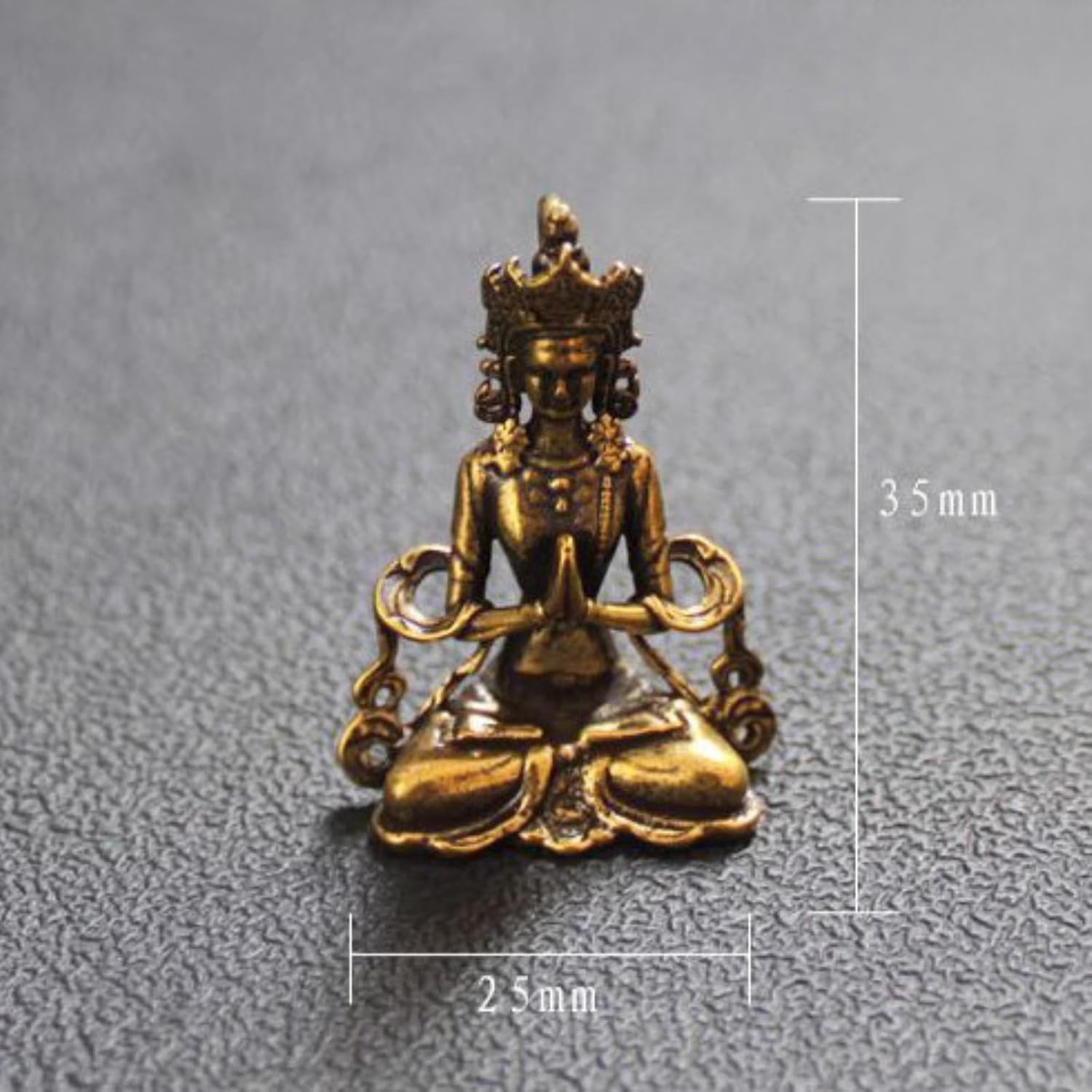 Pure Brass Mini Manjushri Bodhisattva Handheld Statue, 3.5cm 1.3in, Handicrafts Figurine Desktop Ornament image 4