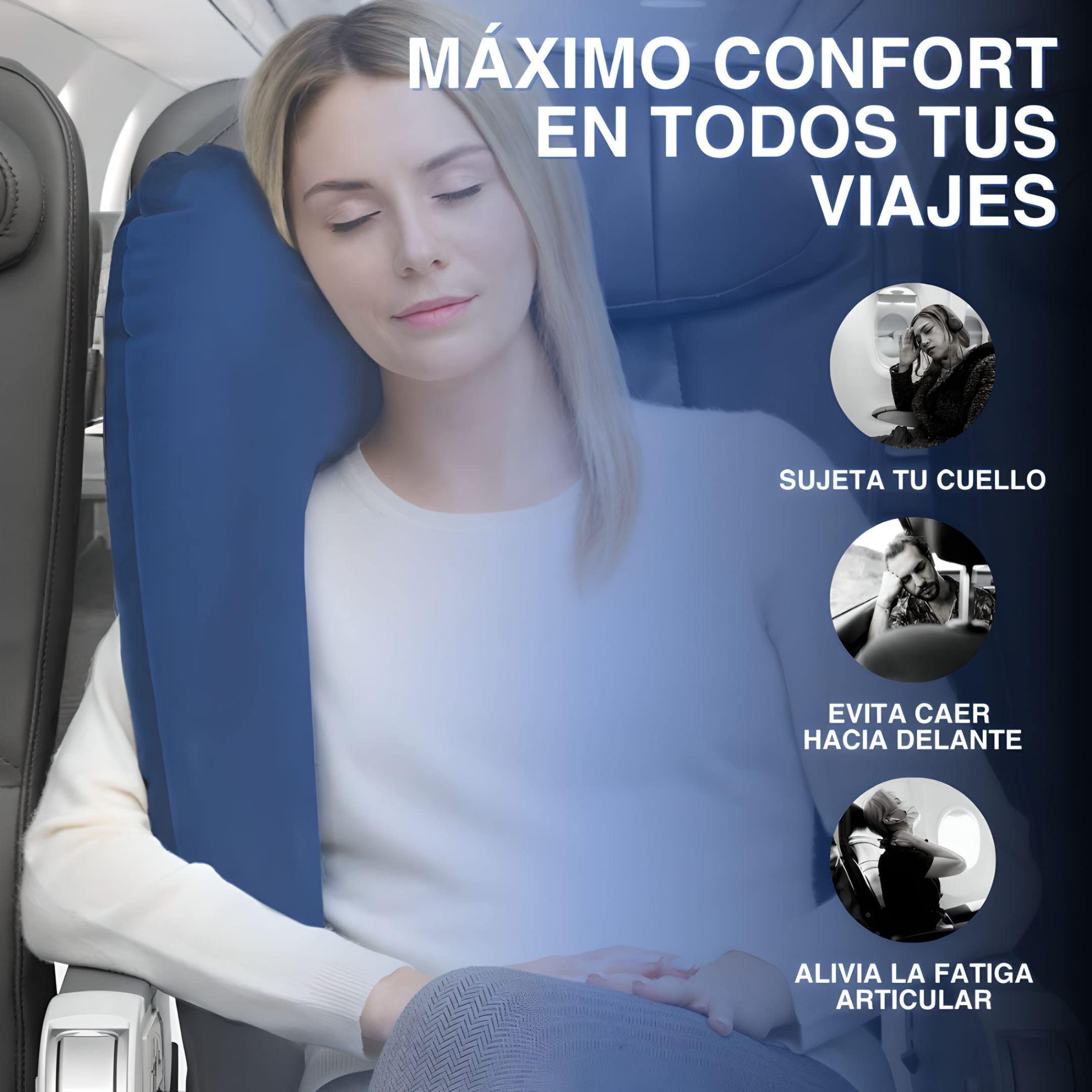 Cuscino da viaggio gonfiabile con supporto per testa, collo e cervicale, morbido come un cuscino, eccellente ed ergonomico per il riposo in viaggio sia in aereo che in auto o in treno.