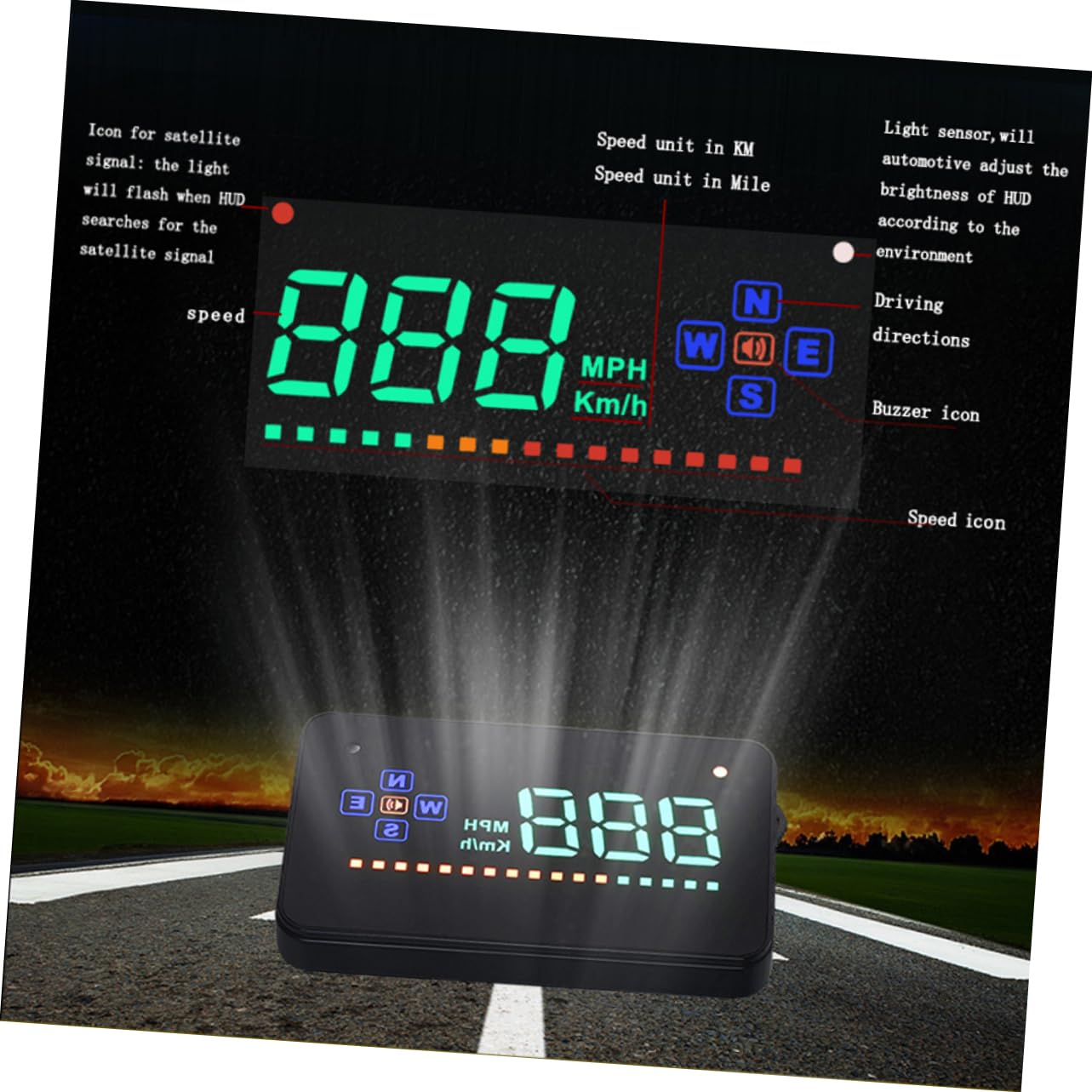 Angoily Car Speedometer Digital Speedometer Over Speed Alarm Windshield Project Easy Install